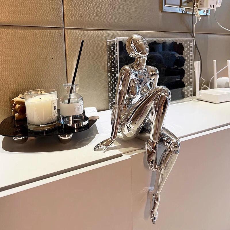 Elegant Metallic Silver Goddess Sculpture