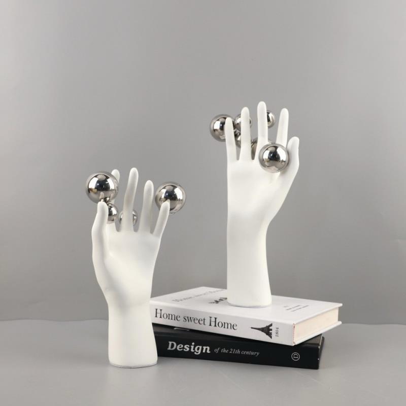 Elegant White Hand Playing with Balls 2pcs Set